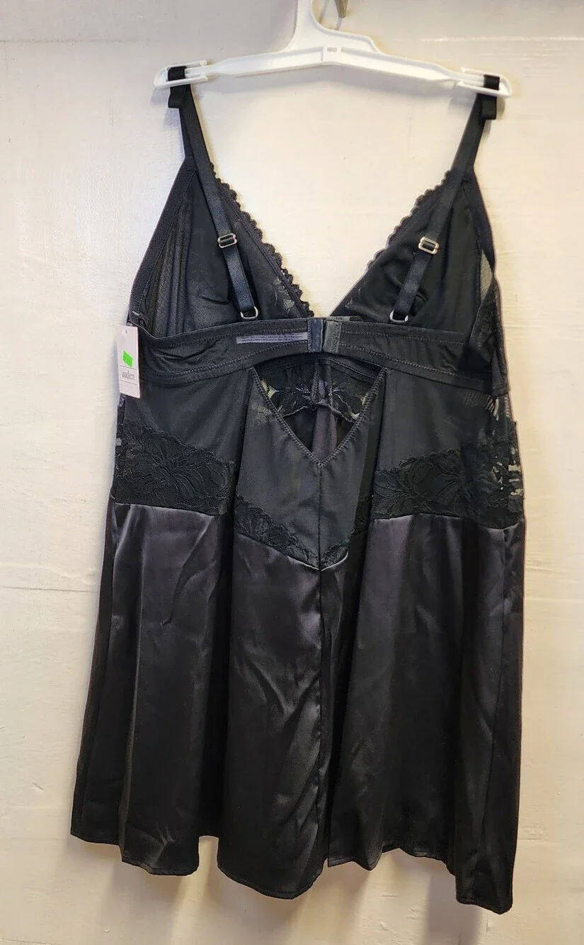 New Auden Women's Black Sexy Lingerie Sleep Dress Pajamas Adjustable Size L